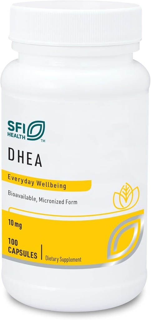 SFI Health Klaire Labs DHEA 10mg - Dehydroepiandrosterone Derived from Wild Yam - Micronized for Superior Absorption - Soy-Free, Hypoallergenic Supplement for Men & Women (100 Capsules)