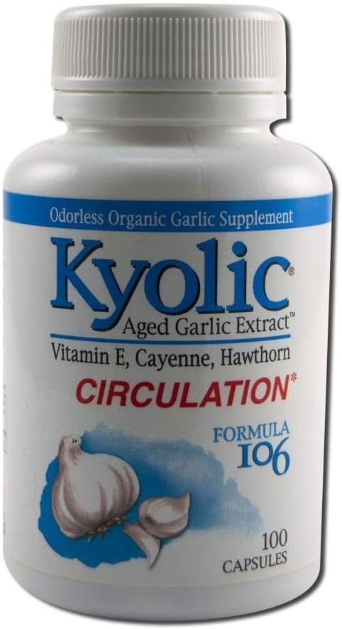Kyolic - Formula 106 Aged Garlic Extract for Circulation - 3 Pack of 100 Capsules (300 Capsules Total)