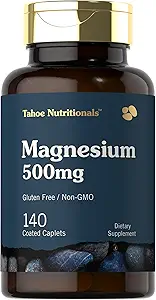 Tahoe Beslenme Magnezyum | 500 mg | 140 Kaplama | No-GMO ve Gluten Ücretsiz Supplement
