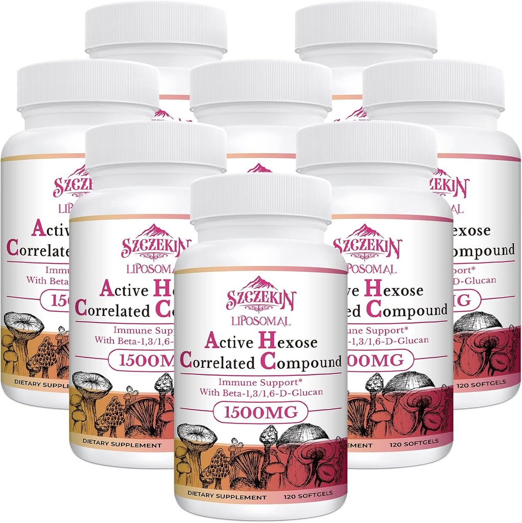 1500 mg Liposomal Active Hexose Corlev Supplement,960 Soft Gels Beta-Glucans with Natural Mushroom Extract, Immune System, Liver Function, Keep T-Cell & Killer Hücre Aktivitesi