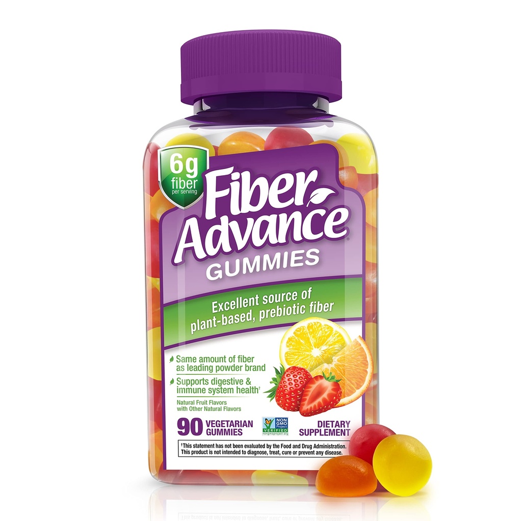 Fiber Advance Gummies | 100% Plant Based Fiber Supplement for Digestive Health | Chicory Root Inulin Prebiyotik Gummies for Yetişkinler | Gluten Free, Vegetarian, & Non-GMO, 90 Count Count