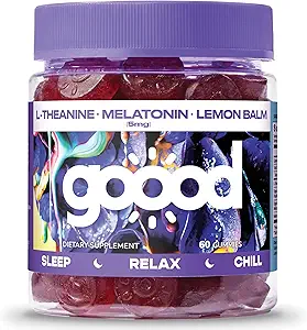 Goood Sugar Free Melatonin Gummies 5mg - Yetişkinler için Uyku Gummies - L-Theanine ile Uyku Tamamı - Melatonin 5 mg Gummies - Gluten Free & Non GMO Sleep 60 Cties For Yetişkinler için