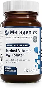 Metagenics Intrinsi Vitamin B12-Folate - Metilcobalamin, L-5-MTHF & Intrinsic Factor - Supports Energy Metabolism, Nervous System & Heart Health - Non-GMO & Gluten-Free - 180 Tabletler