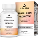300 Milyar CFU Probiyotikler - Kadınlar ve Erkekler için Probiyotikler, 12 Probiyotik Strains Plus Prebiyotik, Immune & Digestive, Gut Health, Gas Bloating, Raf Stable - 60 Caps