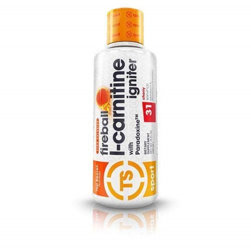 Top Secret Nutrition Fireball Sıvı L-Carnitine with Paradoxine | Stim Free | Kilo Yönetimi, Enerji ve Egzersiz Performansı | 16 Ounces, 21 Hizmet (Cherry)