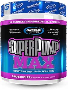 Gaspari Beslenme SuperPump MAX, The Ultimate Pre Workout Toz, Sustained Energy Preworkout, Nitrik Oksit, Muscle growth, Recovery & Replenishes Electrolytes (Grape Cool)