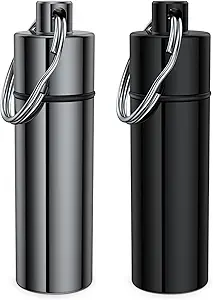 Μικρό κουτί χαπιών,(2 Πακέτο) Keychain Hill Holder Φορητό Mini Travel Pill Trainer Metal Case Μπουκάλι με Keyring