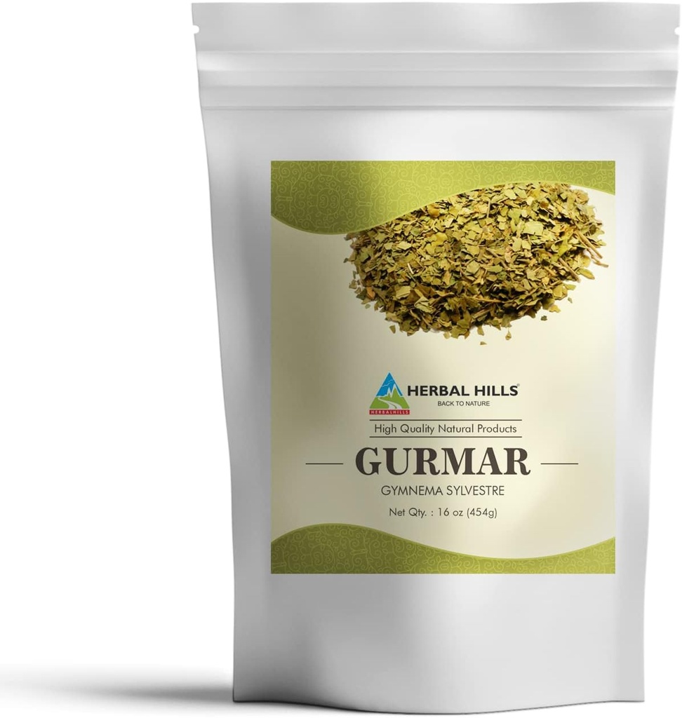 HERBAL HILLS Gurmar Toz (Gymnema sylvestre / Natural Gudmar Leaf/Leaves Toz) | 16 Oz (454 GMS) | Normal Glucose Seviyelerini Korumaya Yardım