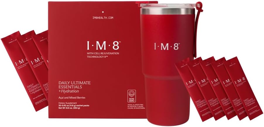 IM8 Beckham Stack Set, Longevity NAD Supplement & Essentials All-in-One Multivitamin Supplement Powder, για Αντιγήρανση & Συνολική ευεξία (30 Services, Beckham Stack - Travel Set)