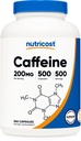 Nutricost Caffeine Pills, 200 mg Per Servisi (500 Caps)