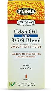 Flora - Udo's Oil DHA 3-6-9 Blend - Vegan Eye & Brain Health Supplement - Vegan Omega-3 & Omega-6 - Περιέχει ηλιοτρόπιο & flax Seed Oil - Kosher & Organic - Κρατήστε Chilled - 8.5 fl. oz.