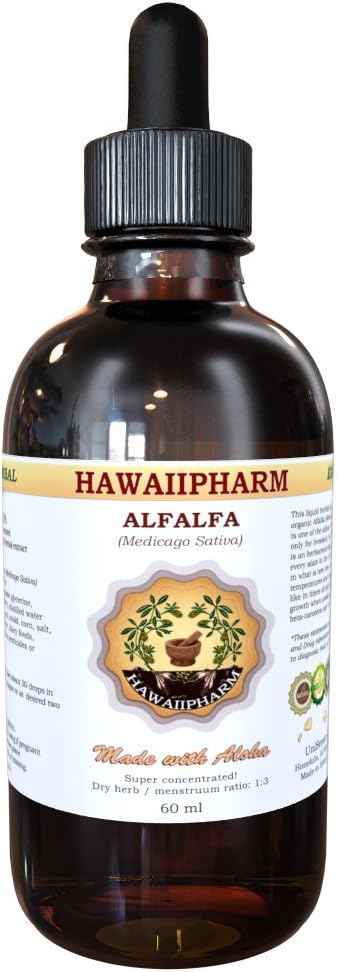 HawaiiPharm Alfalfa Sıvı Ekstraksiyon, Organik Alfalfa (Medicago Sativa) kuru Leaf Tincture Supplement 4 oz