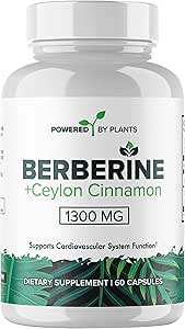 Pure Berberine Supplement - Metabolism & Immune System Support için Ceylon Cinnamon ile 1300 mg Berberine - 60 Hizmet