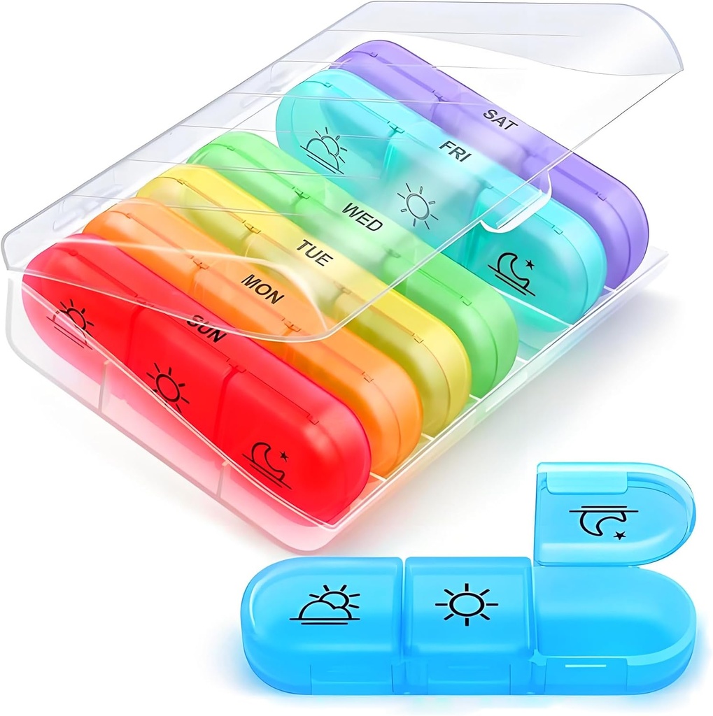 AIMI Weekly Pill Organizer 3 φορές την ημέρα, μεγάλες 7 ημέρες Pill Box 3 φορές την ημέρα με ξεχωριστό εμπορευματοκιβώτιο, φορητό χάπι περίπτωση για φαρμακευτική αγωγή, βιταμίνες, ιχθυέλαιο και συμπληρώματα