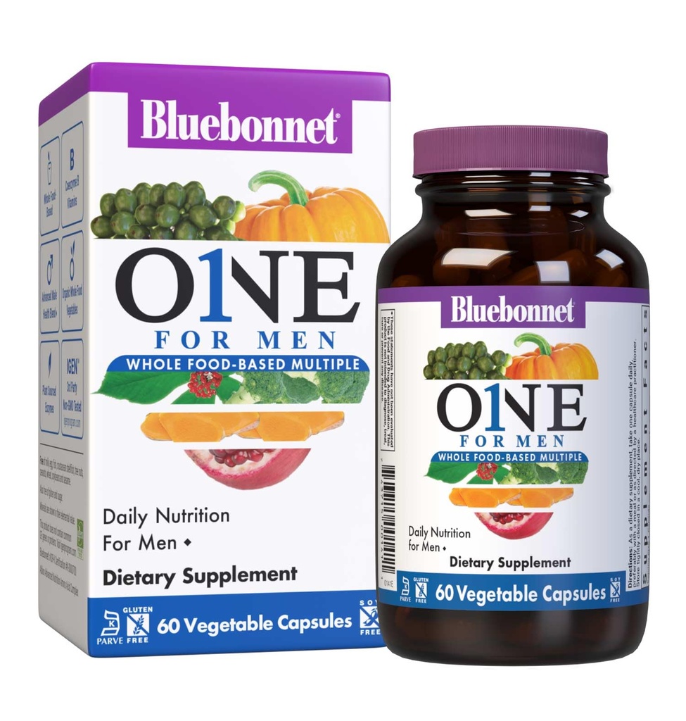 Bluebonnet Beslenme Erkeklerin Bir Sebze Kapsülü, Tüm Gıda Birden, K2, Organik, Enerji, Vitality, Non-GMO, Gluten, Soy & Milk Free, Kosher, 3 Ay Supply, 90 Count