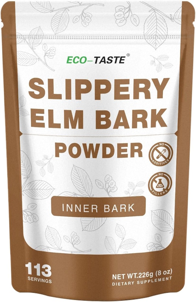 ECO-TASTE Terpery Elm Toz Gut-Sağlık için, Pure İç Terpery Bark Toz 2000 mg per Service, Vegetarian - 226 Grams