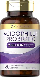 Carlyle Acidofilius Kadın ve Erkeklerin Digestive Health | 2 Milyar CFU | 180 Hızlı Yayın Kapsülleri | Non-GMO & Gluten Free