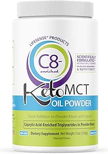 LifeSense C8 zenginleştirilmiş MCT Oil Toz Unflavored Sourced from Coconut Oil, Keto-Friendly, ABD'de doktora Beslenme, Beyin ve Vücut için Optimal Yakıt