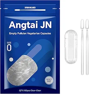 Boş Kapsüller Boyutu 0 - Clear Fillable Vegetarian Capsules (100 Count) Boyut 0 Boş Pullulan Capsules with Two Micro Lab Spoons,- Veggie Capsules Boş Caps for DIY Your Own Supplements