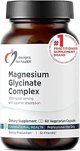 Designs for Health Magnesium Glycinate Complex - Chelated Magnesium Bisglycinate + High Absorption Magnesium for Calming & Sleep, Heart Health, Immune Support & Bone Strength - Vegan (60 Capsules)