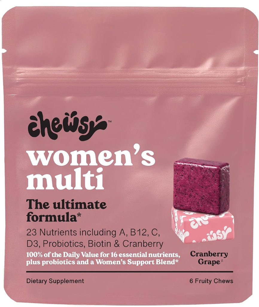 Chewsy - Kadınlar Multivitamin Chews - Immune and Energy Support, Vitamins C, B12, A, D, E, Folic Acid, Probiyotikler, Biotin - 6Day Supply