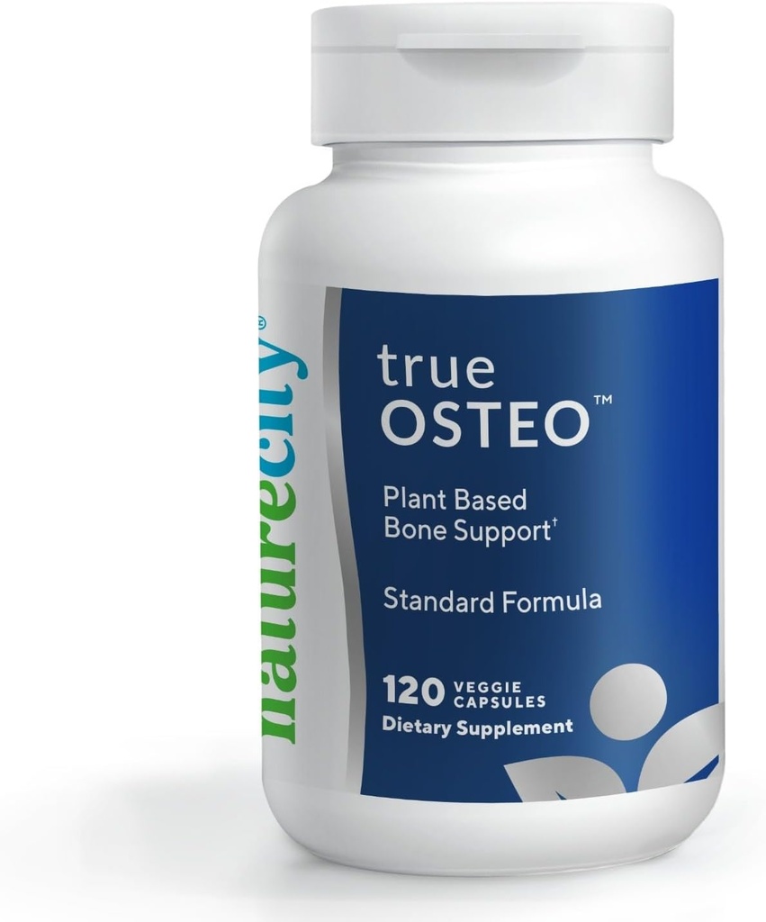 NatureCity True-Osteo Plant-Based Supplement for Bone Strength | AlgaeCaluba & Magnezyum, Plant-Based Vitamin D3, Vitamin K2, Silikon| Stomach (120 Veggie Capsules)