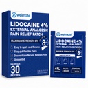 WELMATE - 4% Λιδοκαΐνη Numbing Patch - Μέγιστη δύναμη - Προσωρινή ανακούφιση του πόνου, πλάτη, λαιμός, ώμοι, γόνατα, αγκώνες, Ελαφρές ερεθίσεις του δέρματος - Επίκαιρη Αναλγητική Αρωγή - 30 κ.μ.