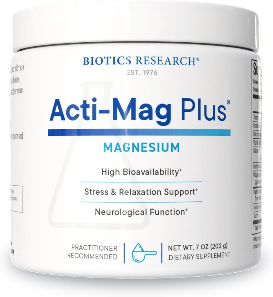 Biotics Research Acti-Mag PlusTM Highly Bio kullanılabilir Tozed 400 mg Formula Magnezyum, 5g / Hizmet, Stres Yanıtı Alın, Rahatlama, Sağlıklı Enerji Seviyeleri, Muscular Comfort 7 Oz