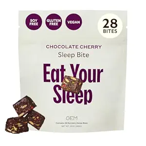 GEM Natural Deep Sleep Aid Nighttime Bite, Melatonin Δωρεάν και μη-Habit Forming με L-Θεανίνη, Μαγνήσιο, εκχύλισμα ρίζας βαλεριάνας, γήινη βοτανική σοκολάτα Cherry (28 σερβιρίσματα)