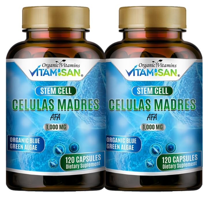 2 Celulas Madres AFA Stem Natural Hücre 120 Capsules 1000 mg Blue Green Algae Non GMO Gluten Free Aphanizomenon Flos-aquae Bio celula Madre Supplement