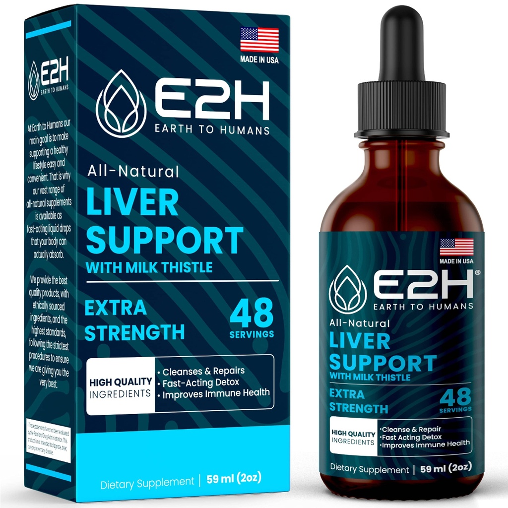 Liver Cleanse Detox & Tamir - Herbal Liver Support Milk Thistle Supplement - Silymarin Milk Thistle Supplements with Dandelion Root, Chanca Piedra, Turmeric Root & Artichoke Extract - 2 Fl Oz Tarafından E2H