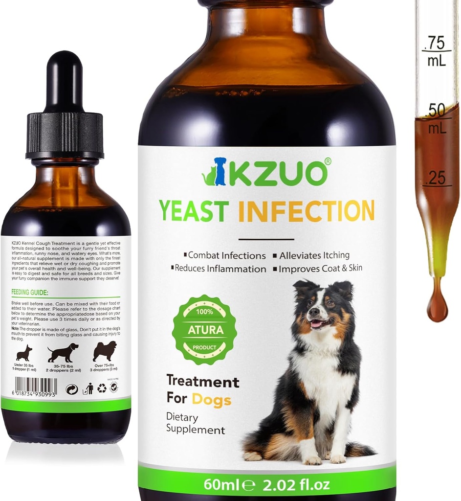 Köpekler için Doğal Yeast Enfeksiyon Tedavisi - Etkili Köpek Kulak Enfeksiyonu Tedavisi ve Alerji Yardımı, Inflammasyon Azaltır, Tümeviates Itching, Mücadele Enfeksiyonları, Yararlı ve Ciltleri Geliştirir