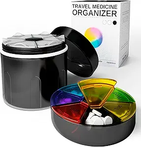 Büyük Supplement Organize Şişe - Pill 1'de 2 - Büyük Vitamin Sahibi ve Portreatif Manyetik Pill Box ile 7 Karşılaştırmalı İlaç Depolama Konteyner Sorter ile Karşılaştırmalı İlaç Depolama Konteyner Sorter