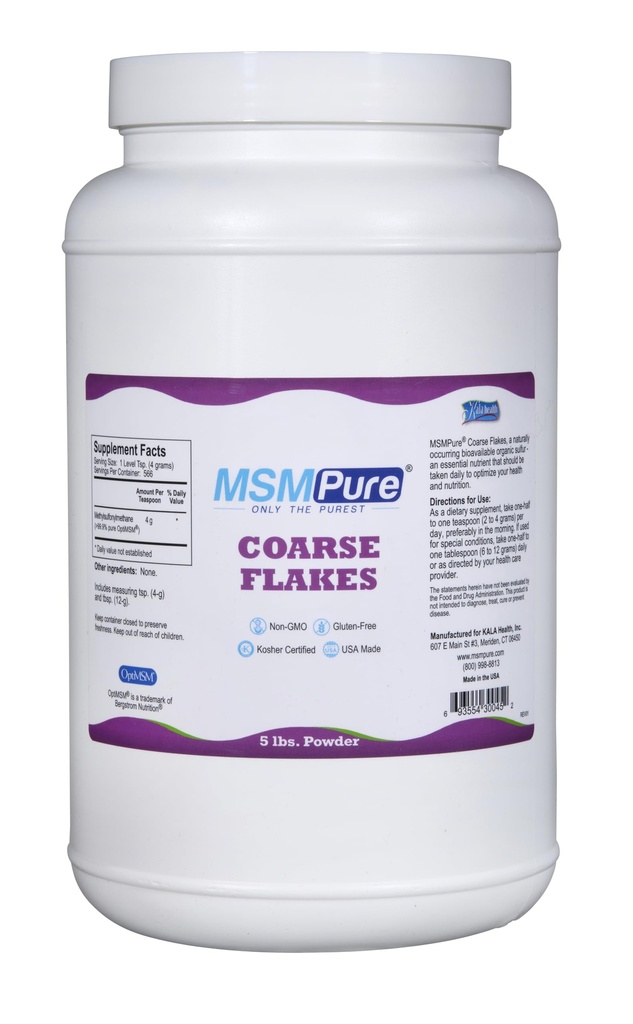 KALA SA MSMPure Coarse MSM Toz Flakes – US- Made MSM for Joint Health, Skin Görünüm ve Saç & Nail Desteği – 5 lb, Organik Sulfur