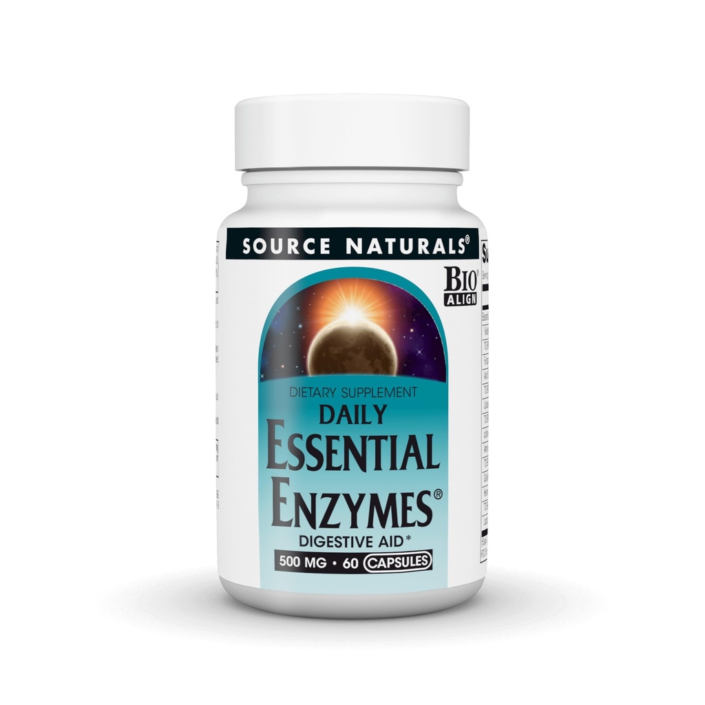 Source Naturals Essential Enzymes 500mg Bio-Aligned Multiple Enzyme Supplement Herbal Defense for Digestion, Gas, Constipation & Bloating Relief - Υποστηρίζει ένα ισχυρό ανοσοποιητικό σύστημα - 60 κάψουλες