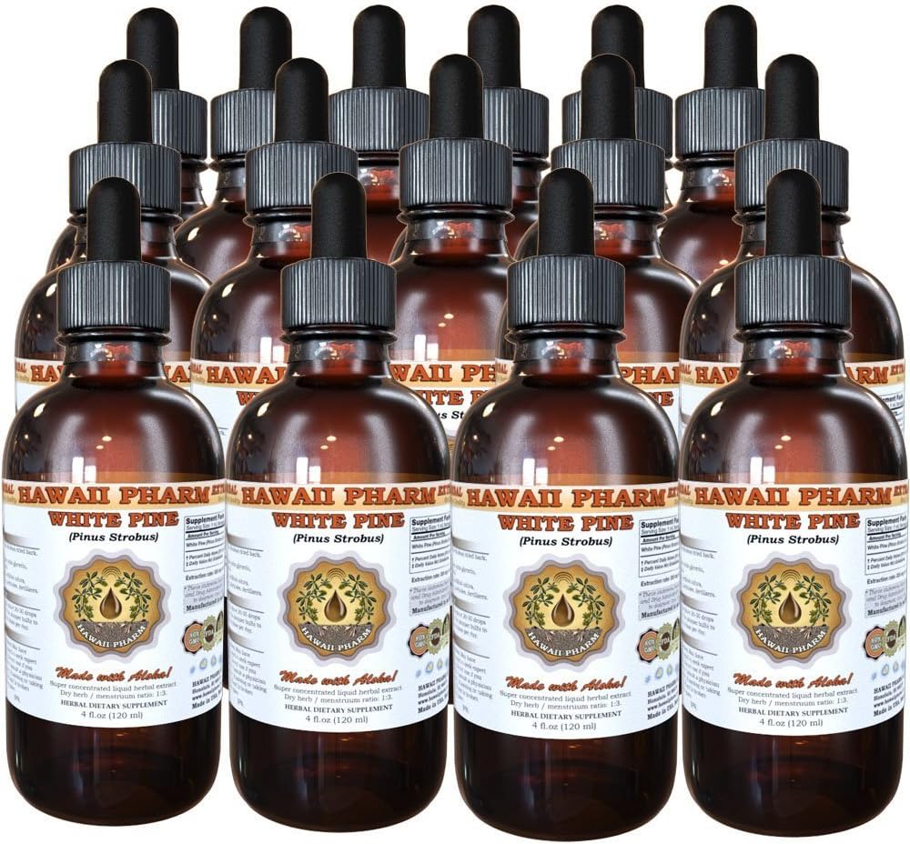 White Pine Liquid Extract, White Pine (Pinus Strobus) Bark Toz Tincture, Herbal Supplement, Hawaii Pharm, ABD'de, 15x4 fl.oz
