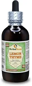 Lemon Thyme (Thymus x Citriodorus) Glycerite, Organik kuru Herb Alkol Özgür Sıvı Ekstraksiyon (Brand Name: HerbalTerra, Proudly Made in USA) 4 fl.oz (120 ml)