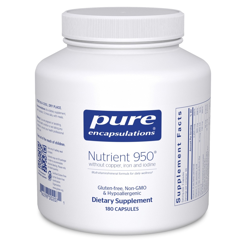 Pure Encapsulations Nutrient 950 Without Copper, Iron, & Iodine | Antioksi Multivitamin and Mineral Supplement to Support Optimal Health and Physiological Functions* | 180 Capsules