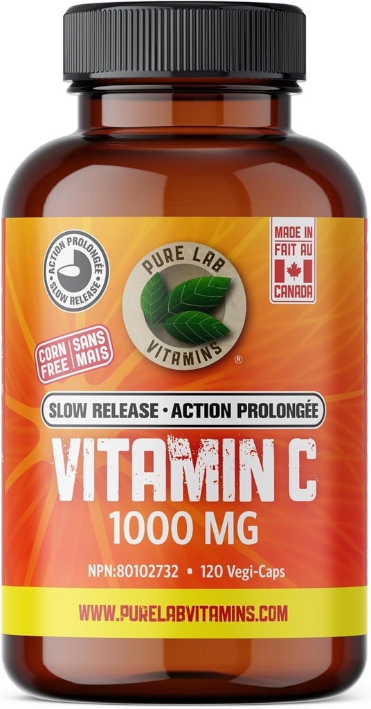 Βιταμίνη C 1000 mg - Ταπιόκα Πηγή - 120 Vegi Λαϊκή Δημοκρατία του Κονγκό Caps από Pure Lab Βιταμίνες (DRC - Καθυστερημένα καπάκια απελευθέρωσης) Καλαμπόκι Δωρεάν Κατασκευασμένο στον Καναδά