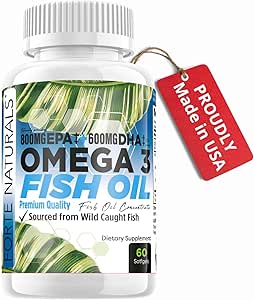 Omega 3 Fish Oil 2000mg HIGH Potency 800mg EPA DHA 600mg BURPLESS Supplement Non GMO Omega 3 Fatty Acid Supplements HIGH DOSE Fish Oil for Dogs Cats Humans Made in USA