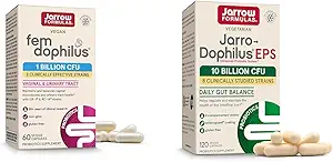 Jarrow Formulas Probiotics Bundle with Fem-Dophilus 1 Δισεκατομμύριο CFU και Jarro-Dophilus EPS 10 Δισεκατομμύρια CFU, 180 κάψουλες Veggie