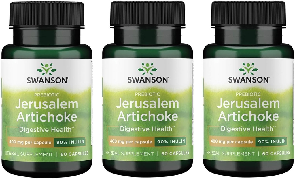 Swanson Prebiyotik Kudüs Artichoke - 90 Inulin 400 mg 60 Caps (3 Pack)