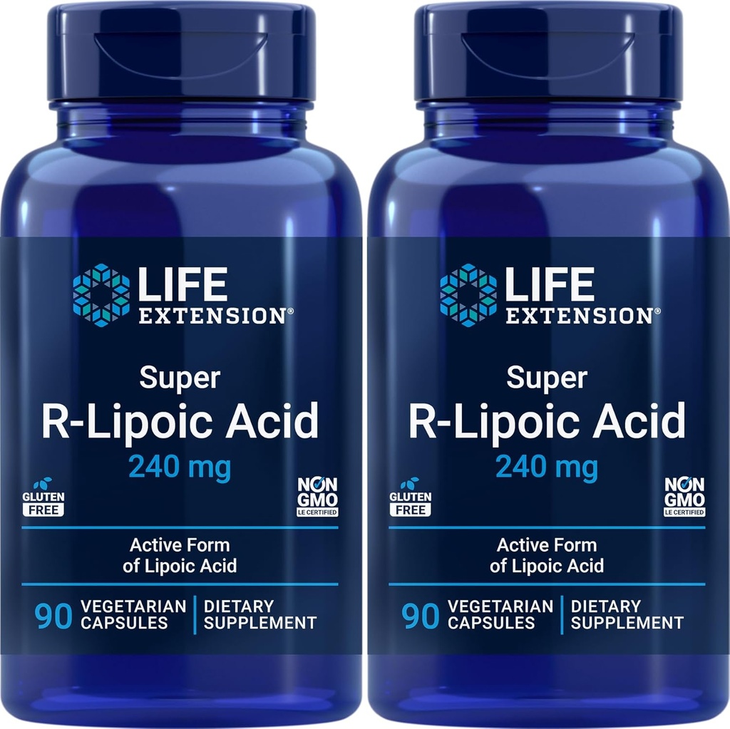Life Extension Super R-Lipoic Acid 240 mg, 90 Veg Capsules (Pack of 2)