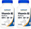 Nutricost Vitamin B2 (Riboflavin) 400 mg, 120 Capsules (2 Şişe)
