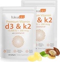 2 Bag Vitamin D3 K2 Supplement Softgel, Vitamin D3 K2 Yumuşakgel, 10000 IU Supports Immune, Heart, Teeth & Bone Health, Free of GMO, Gluten, Soy, Soygun,