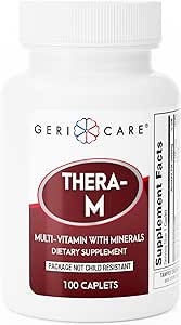 GeriCare Thera M Multivitamin Caplets, Vitaminler ve Minerallerin Birleştirilmesi Maksimum Beslenme Desteği Antioksi Koruma Supplement, 100 Kont (en 1)