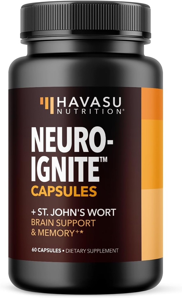 NeuroIGNITE Συμπληρώματα εγκεφάλου για τη μνήμη και την εστίαση - 60 Count - Nootropics συμπλήρωμα υποστήριξης εγκεφάλου με St. John's Wort, Ginkgo Biloba, Bacopa, Phosphatidylserine - Κάψουλες μη ΓΤΟ, 2-Month Supply