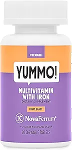 NovaFerrum Yummo | Çocuklar Demir | 18 mg of Iron | Sugar Free | 90 Servisler |Fruit Flavor | Immune Support
