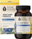 Your Flora Probiyotik Family – Non-GMO Probiyotiks with Fermented Soybean, Banana, & Blueberry for Digestion & Gut Support – Prebiyotiks, Postbiyotiks, Digestive Enzymes – Living Alchemy, 60 Capsules