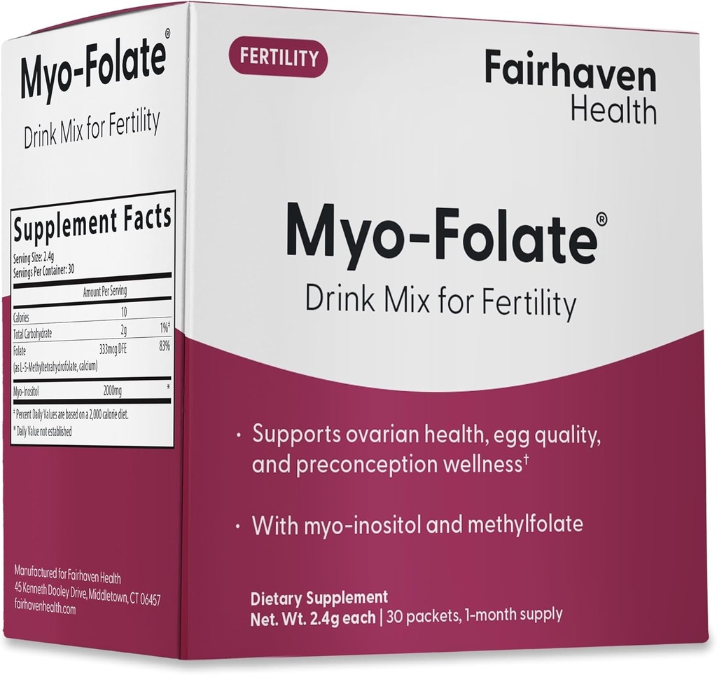 Fairhaven Health Folate and Myo Inositol Toz for Women - 1 Per Day, Kadın Fertness Supplement, Ovarian Health and Egg Quality - 2000 mg Myo-Inositol ve 333 mcg Mefolate – 30 Stick Packs